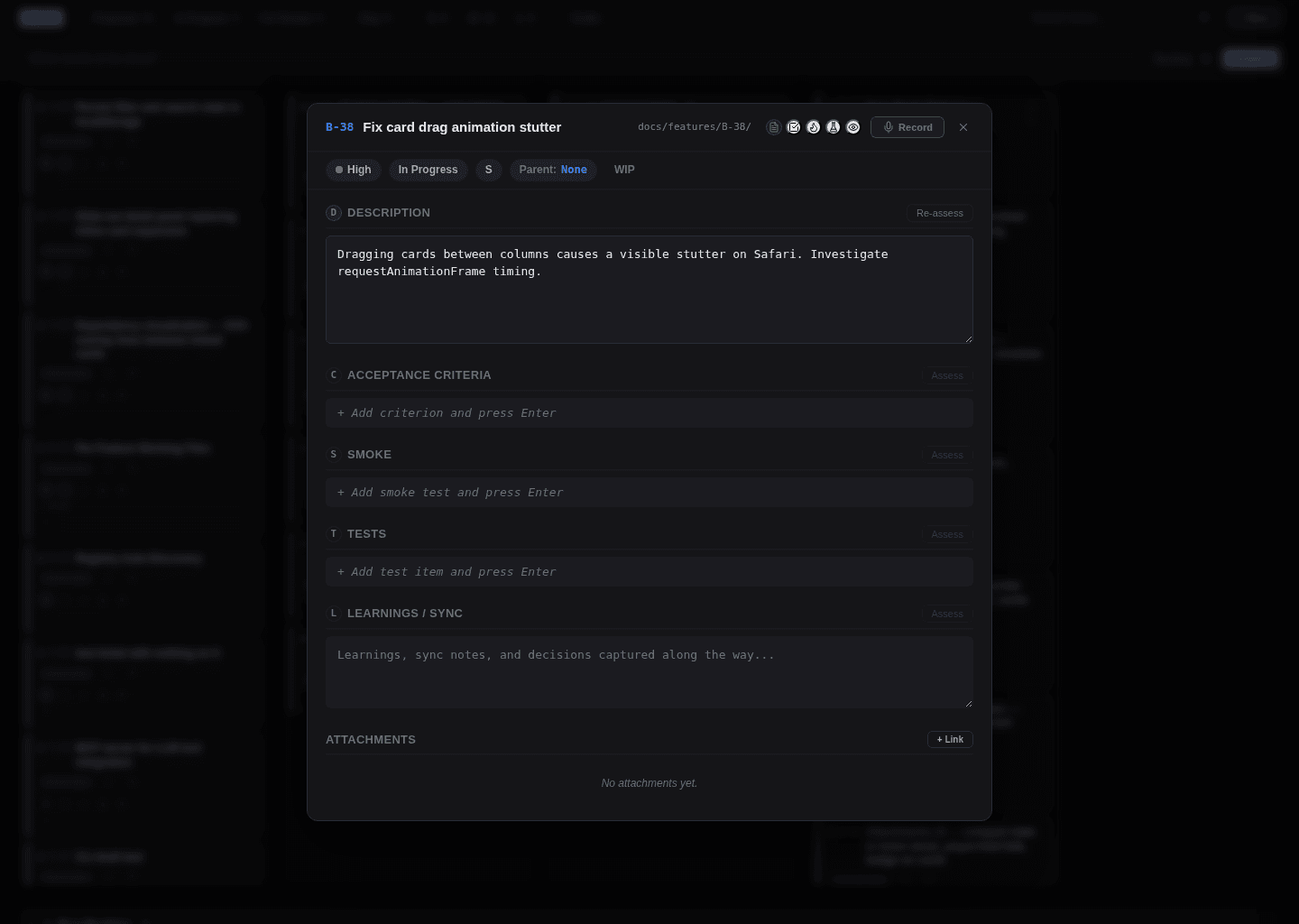 Ticket Takeaway detail overlay showing readiness sections and attachments